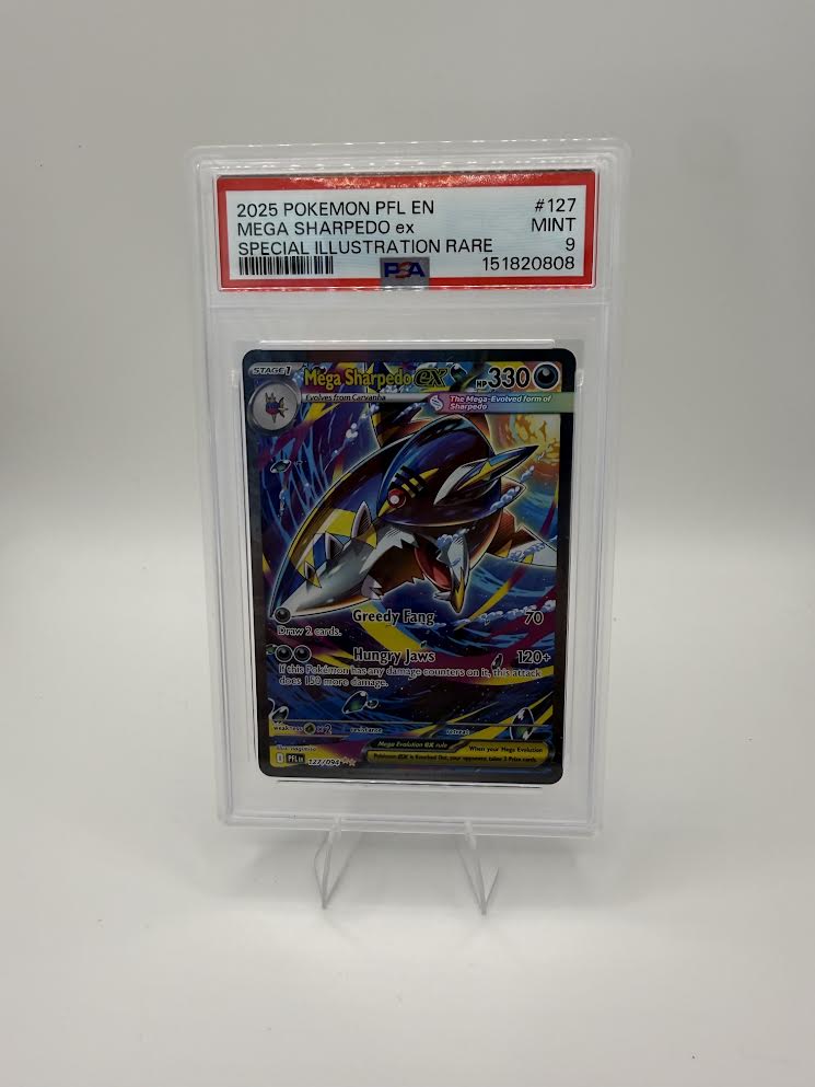 Mega Sharpedo ex #127 Special Illustration Rare – Phantasmal Flames – PSA 9