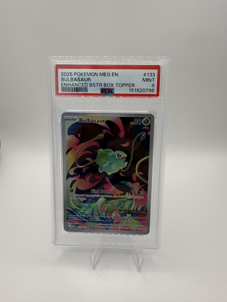 Bulbasaur #133 Enhanced Booster Box Topper – Mega Evolution – PSA 9