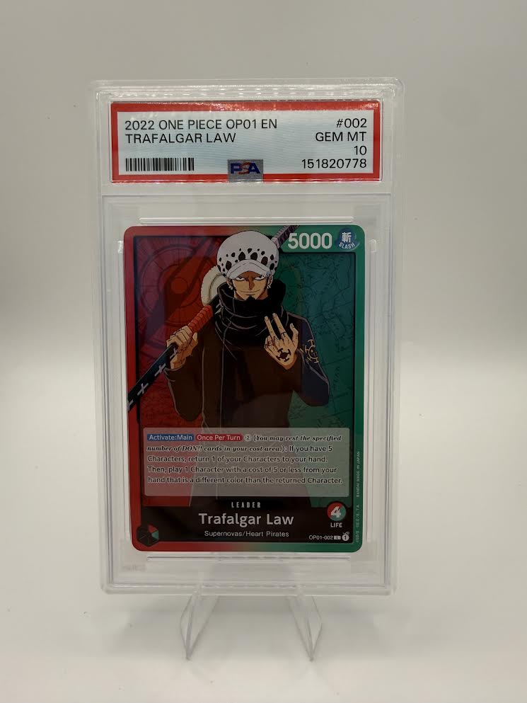 Trafalgar Law OP01-002 Pre-Errata – Romance Dawn – PSA 10