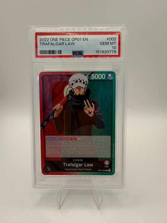 Trafalgar Law OP01-002 Pre-Errata – Romance Dawn – PSA 10